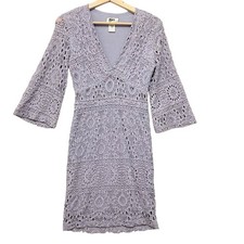 Nightcap Carisa Rene Dress 2 Boho Lavender Lace V Neck Knit Long Sleeve Stretch