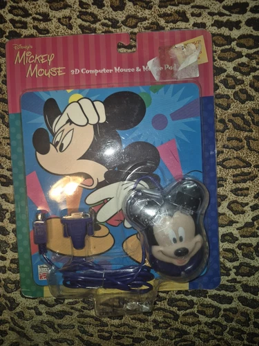Disney Mickey Mouse 3d Computer Mouse & Mouse Pad *VINTAGE 
