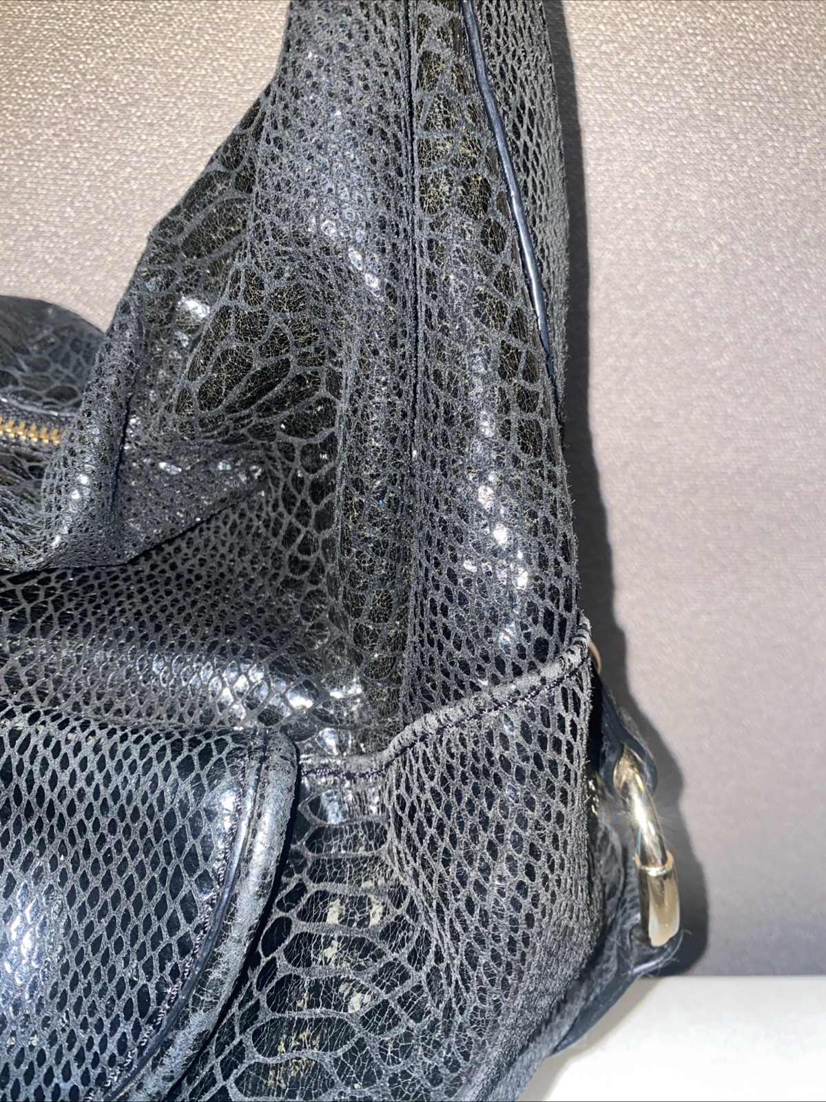 Michael Kors Black Python Embossed Leather Hobo S… - image 12
