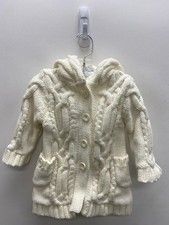 Baby Gap SIZE 6-12M Cream Cable Knit Hooded Girl's Sweater
