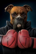 Boxing Boxer Dog by Vincent Hie Funny Animal Laminated Poster 24x36