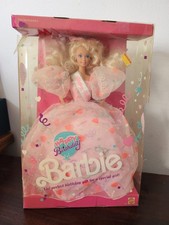 Happy Birthday Barbie doll NRFB 1990 blonde hair blue eyes box damage