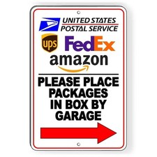 Place Packages In Box By Garage Arrow Right Sign / Decal / Deliver I272 /
