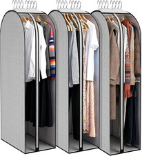 3 Pcs 10" Gusseted Garment Bags, 40"  50" PEVA Moth-Proof Breathable Dust Cover