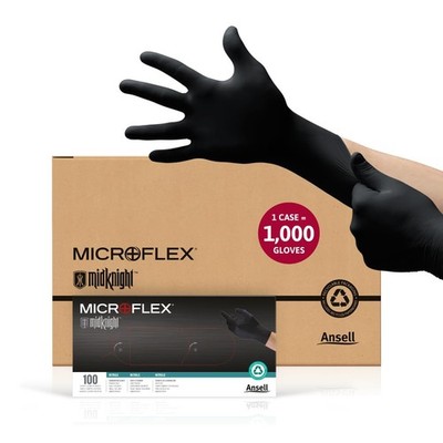 MICROFLEX MidKnight MK-296 Disposable Nitrile Gloves for Automotive, Law Enfo...