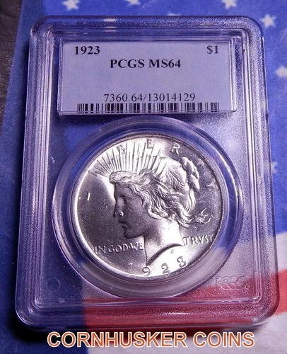 1923 PEACE SILVER DOLLAR  PCGS MS64 ~ BRIGHT COIN NICE STRIKE ~ FREE SHIPPING 👀
