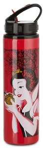 Disney Store Snow-White Stainless-Steel Water Bottle 25oz Glitter Red Vintage