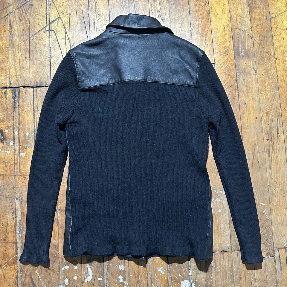 Chaqueta de cuero Siena Studio para mujer mediana negra muesca solapa botón frontal comodidad Foto 2 de 4