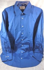 Apposta Made in Italy Men's 100 Cotton Custom Dress Shirt - 47" Chest - Blue