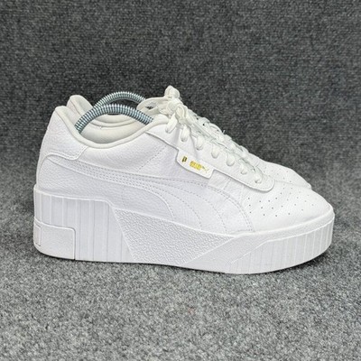 Puma Cali Wedge Sneakers Women's Size 10 White Leather Platform Athletic Shoes
