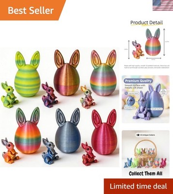 6PCS 3D Printed Easter Eggs Set with Articulated Rabbit Inside, Prefilled Sur...