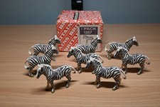 Britains 1357 Partial Pack/Box of 8 Plastic Zebra Figures with Original Box
