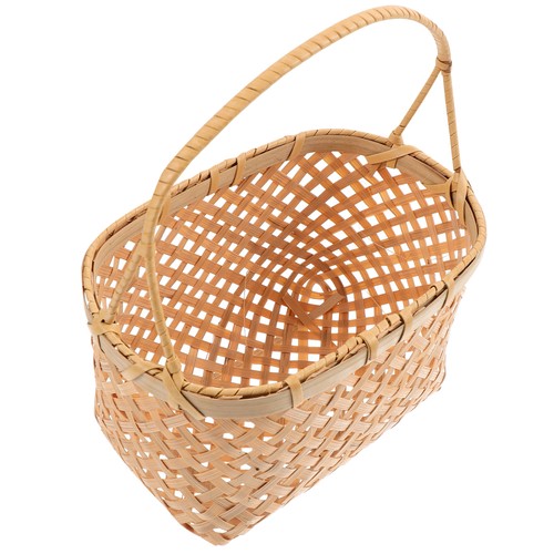 Handmade Woven Bamboo Basket Household Portable Storage Basket Flower Basket - Picture 11 of 12