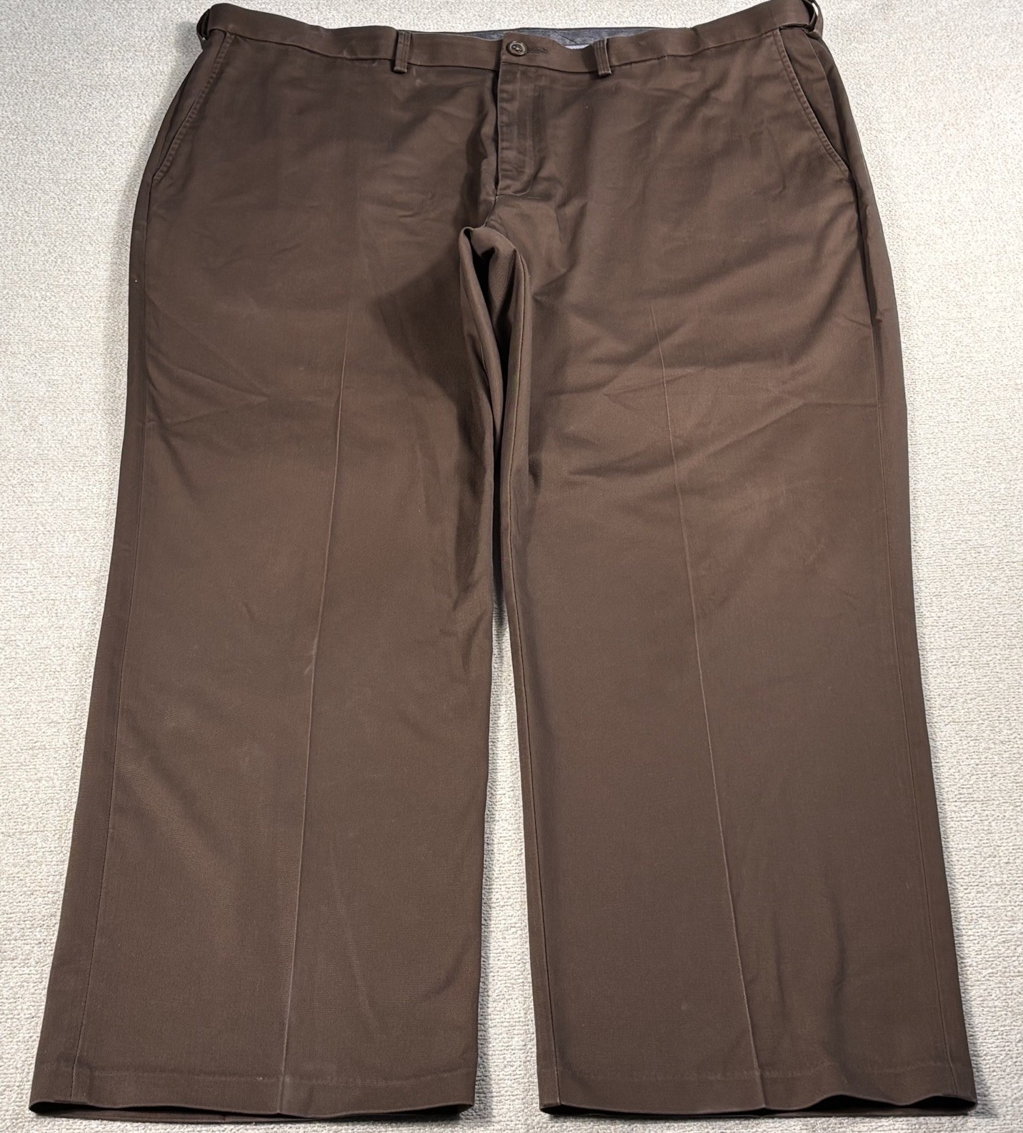 Haggar Classic Fit Premium No Iron Khaki Dress Pants Men 44/30 Brown Chino Work