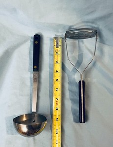 Vintage Mid Century Modern LUXOR Stainless Steel Masher & Ladle Bakelite Handles