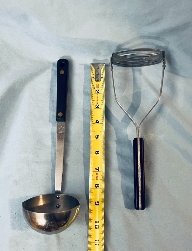Vintage Mid Century Modern LUXOR Stainless Steel Masher & Ladle Bakelite Handles