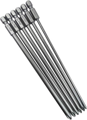 6Pcs 1/4 Inch Hex Shank Long Phillips Head Screwdriver Bits Set Magnetic Cross H