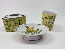 Vintage Three Piece Porcelain Bathroom Set Japan Lemons And Flowers