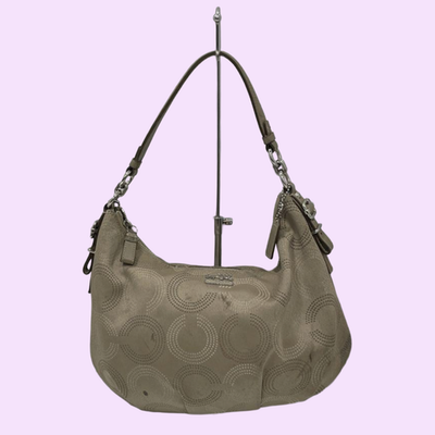 Coach Madison Tan Jacquard Hobo Shoulder Bag Designer Purse
