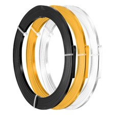 20 AWG 3.5mm Wide Aluminum Flat Wire 16Ft 3 Roll for Jewelry, Silver/Gold/Black