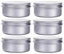 6 Pcs 6 Ounce Aluminum Cans Screw Lid Metal Storage Tins Containers