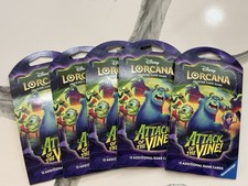 Disney Lorcana: Attack of the Vine Sleeved Booster Packs 5 pack lot   