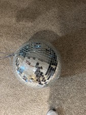 Silver Disco Ball with Hanging Ring 20cm Diameter