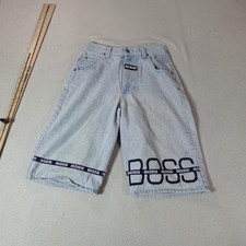 Vintage Baggy Jean Shorts Mens 28 Boss Denim Hip Hop 90s Embroidered Street