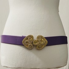 Vintage Purple and Gold Belt 33 in Medusa Rope Bold Glamour 80s 90s Maximalist
