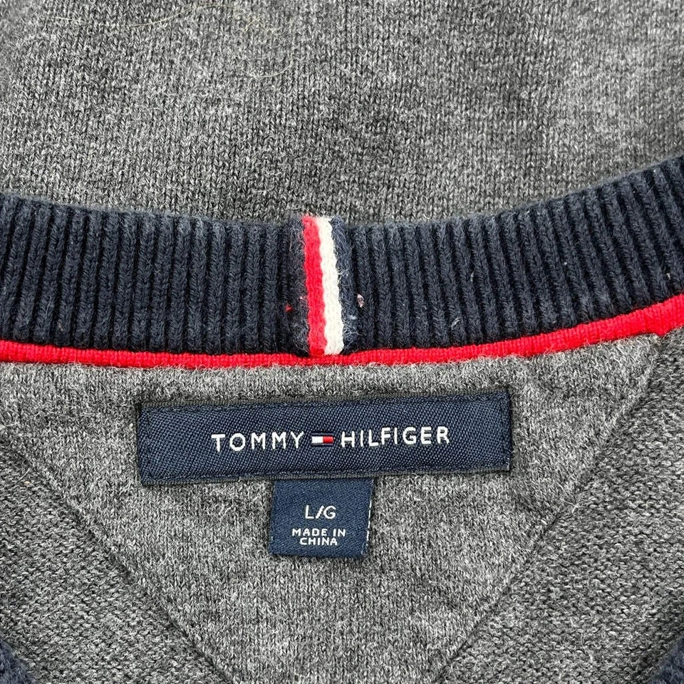 Tommy Hilfiger Spellout Sweater - Large Gray Cotton - Image 3 of 4