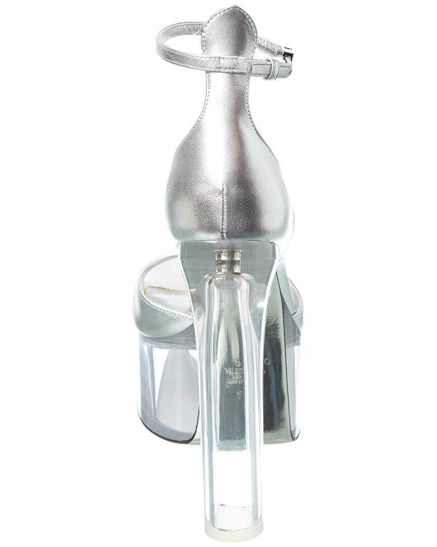 Valentino Vlogo 155 Leather Platform Sandal Women's Silver 40 thumbnail 3