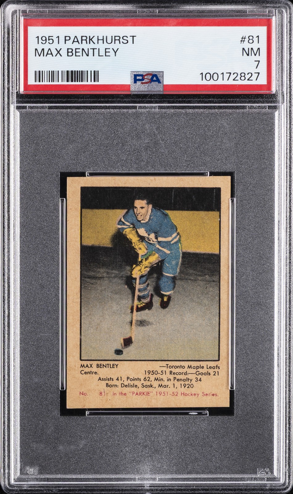 1951 PARKHURST #81 MAX BENTLEY PSA 7