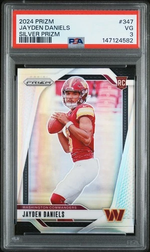 2024 PANINI PRIZM SILVER PRIZM #347 JAYDEN DANIELS ROOKIE RC PSA 3