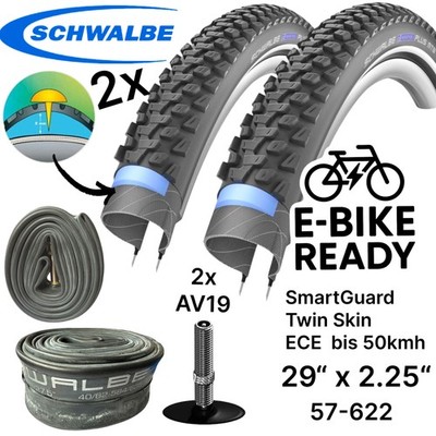 2x Schwalbe Marathon Plus MTB Ebike SG 29x2,25'' 57-622  Reifen + Schläuche AV19