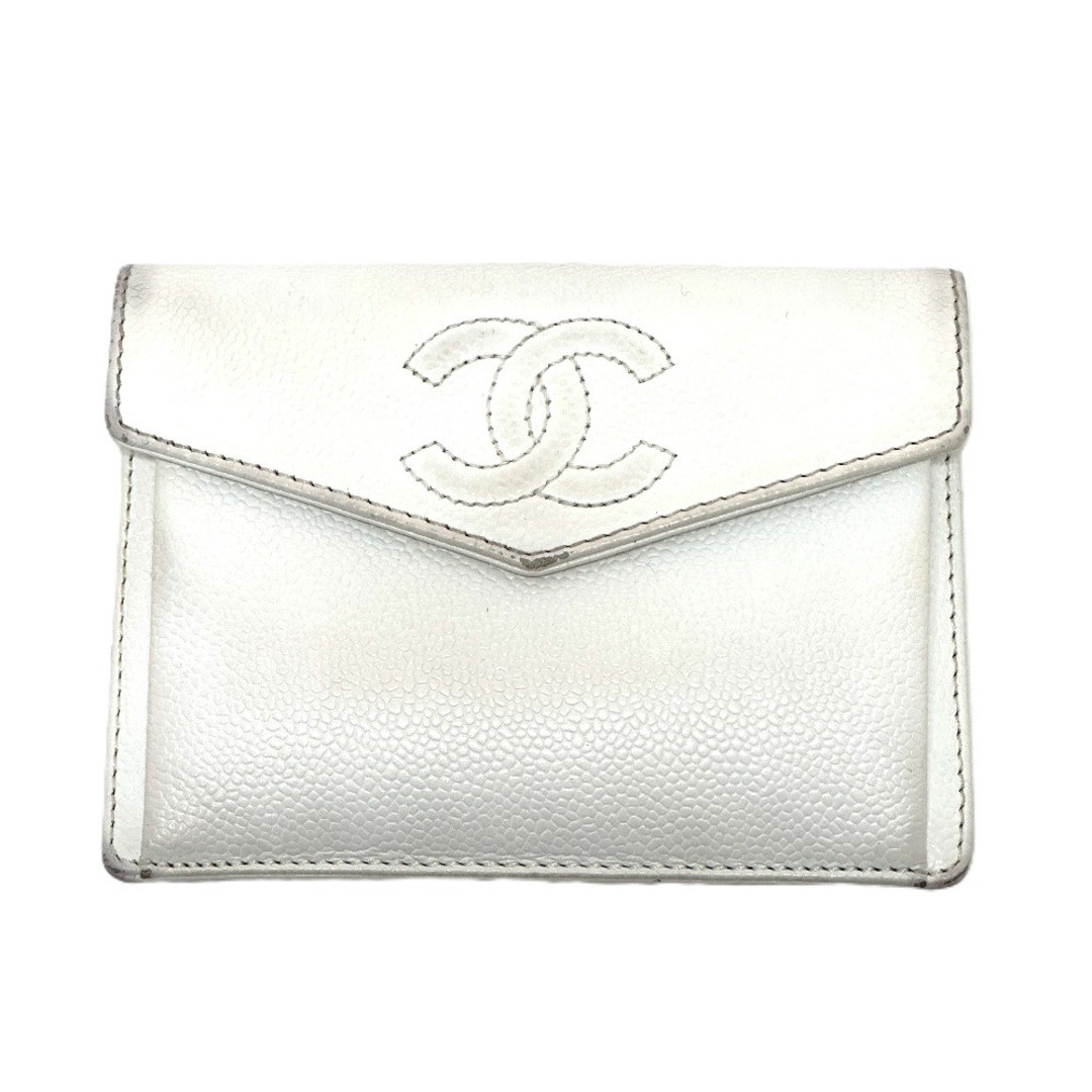 Chanel Flat Flap Wallet Accessories Bifold Caviar Skin White