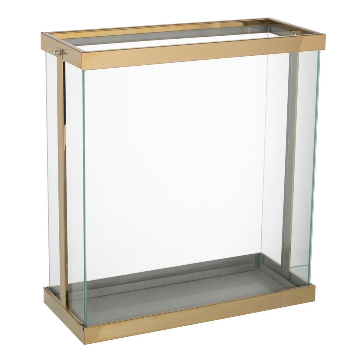 Lanterne en verre Enma 45cm or - Grand photophore décoratif de table en métal doré
