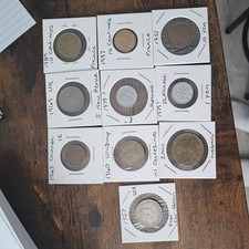 Lot of 10 Foreign Coins Japan, Italy, Uruguay, Etc. 1950s to early 2000s mix