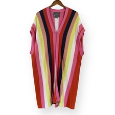 Anthropologie Rainbow Striped Sleeveless Kimono Cardigan w/o Belt One Size O/S