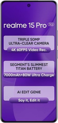 realme 15 Pro 5G (Purple 12GB RAM, 256GB) Snapdragon 7 Gen 4 Global Version.