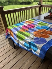 Vintage Made In Italy Square Polyester Scarf Large Colorful Flowers Shear