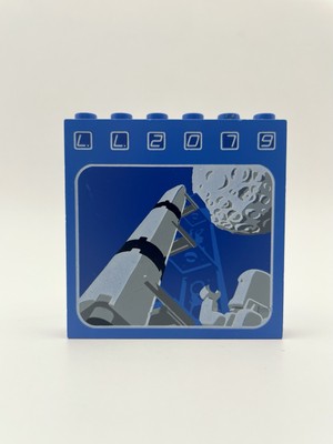 LEGO Blue 1x6x5 Brick LL2079 Rocket And Moon Pattern Vintage Lego 6970 Beta-1
