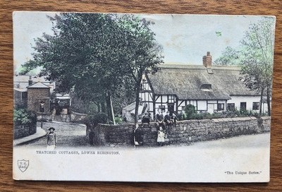 Lower Bebington, Reetgedeckte Cottages 1905 Postkarte T.S. B&C Unikat Serie