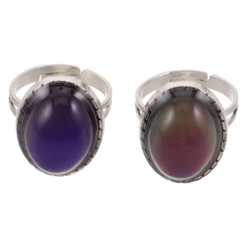 2 Pcs Color-changing Ring Adjustable Open Mood Rings for Women | eBay UK