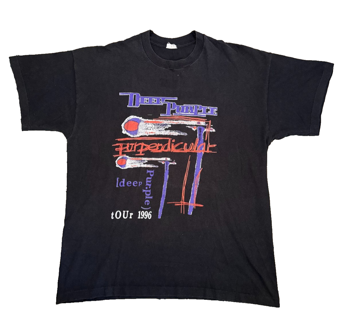 Vintage 1996 Deep Purple Purpendicular Tour T‑Shirt Black Men's