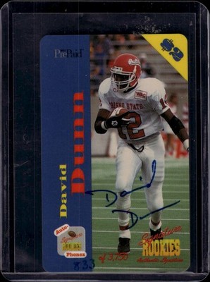 1995 Signature Rookies Auto-Phonex Phone-Card #24 David Dunn Fresno State