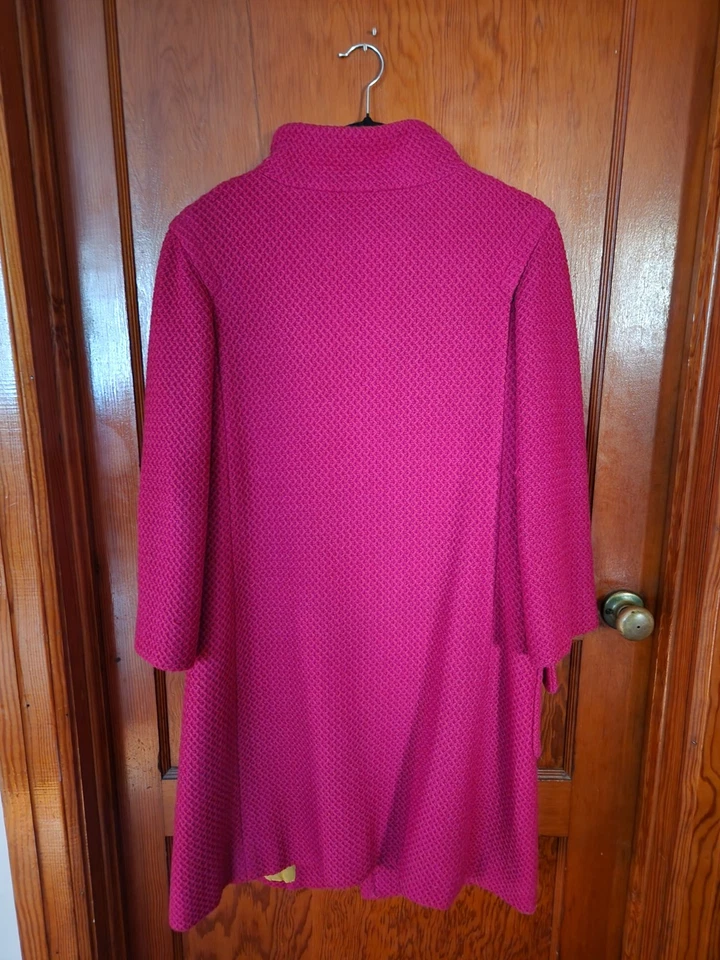 Chaqueta plumero larga vintage única en su clase Lotte rosa punto grueso talla grande Foto 3 de 4