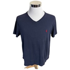 Polo Ralph Lauren T-Shirt Men's XL Blue Red V-Neck Preppy Short Sleeve