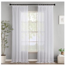 Gardinen mit Kräuselband 2er Set 140x225cm Voile transparent Wohnzimmer