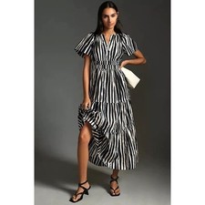 Anthropologie Somerset Tiered Maxi Dress Carbon Large Petite