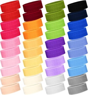 WILLBOND 42 Pcs Sports Sweatbands Sweat Headband for Kids Colorful Multicolor 